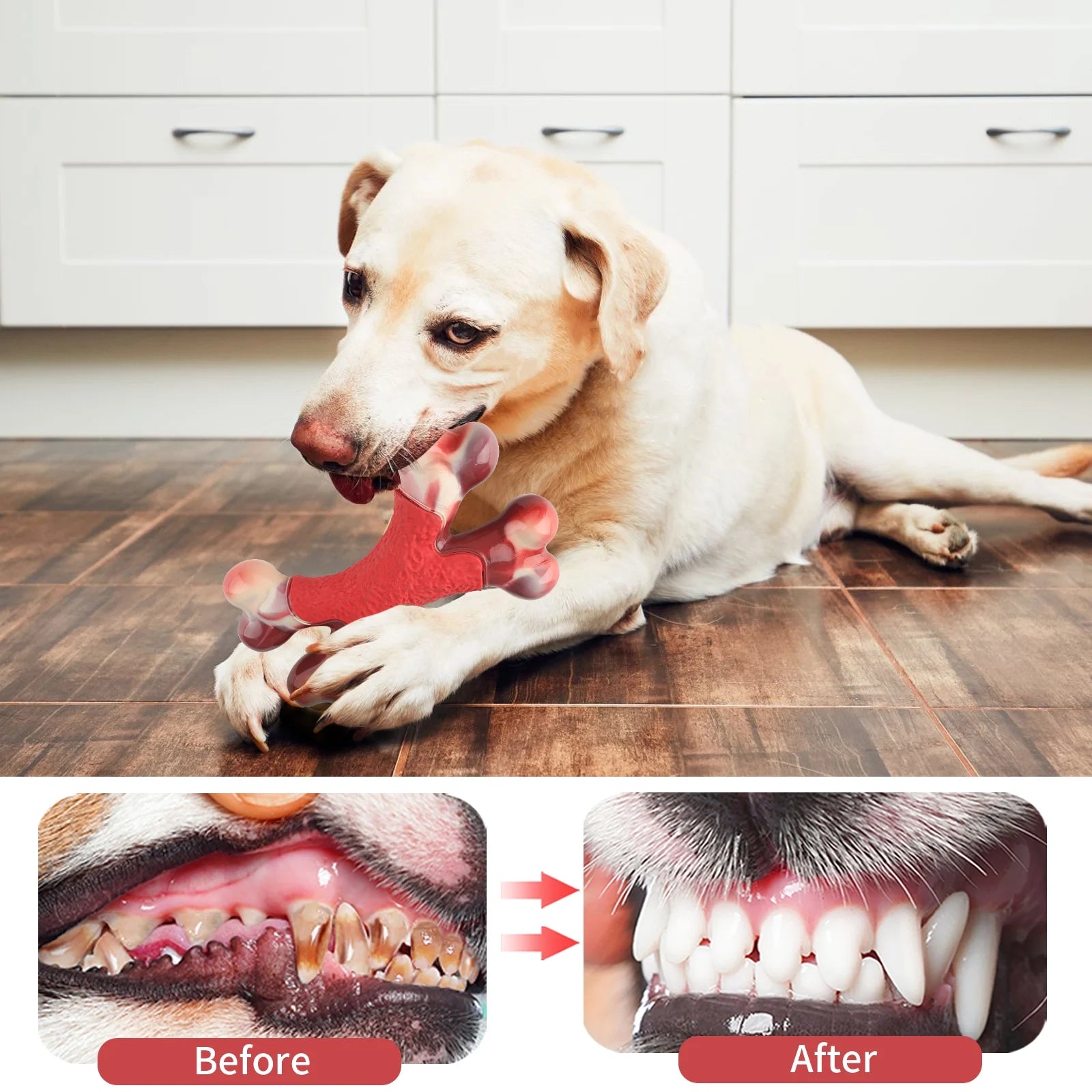 Nylon Bone and Rubber Extreme Tough Large Dog Chew Toy, Double Bend Bone, Cleans Teeth, White Color Bacon Flavour, for Medium Large Dogs