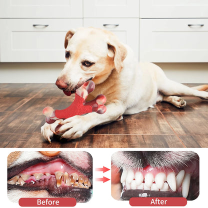 Nylon Bone and Rubber Extreme Tough Large Dog Chew Toy, Double Bend Bone, Cleans Teeth, White Color Bacon Flavour, for Medium Large Dogs