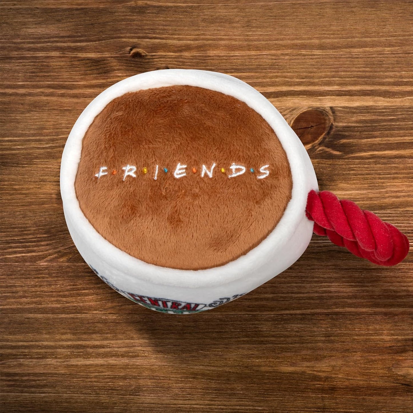 Friends the TV Show Central Perk Coffee Mug Plush Dog Toy with Rope Handle| Soft Cute Squeaky Toy for All Dogs | Stuffed Dog Toys with Squeaker Noise for Added Fun, Friends Memorabilia