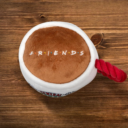 Friends the TV Show Central Perk Coffee Mug Plush Dog Toy with Rope Handle| Soft Cute Squeaky Toy for All Dogs | Stuffed Dog Toys with Squeaker Noise for Added Fun, Friends Memorabilia