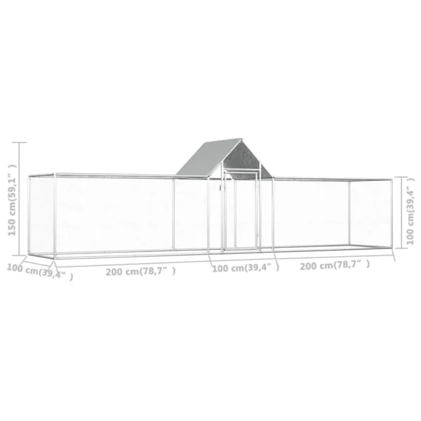 vidaXL Chicken Coop 16.4'x3.3'x4.9' Galvanized Steel - Image 6