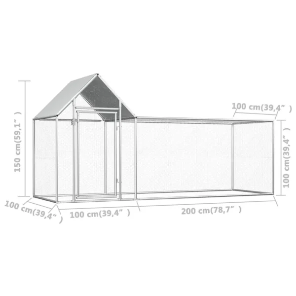 vidaXL Chicken Coop 9.8'x3.3'x4.9' Galvanized Steel - Image 6