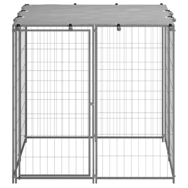 vidaXL Dog Kennel Silver 43.3"x43.3"x43.3" Steel - Image 2