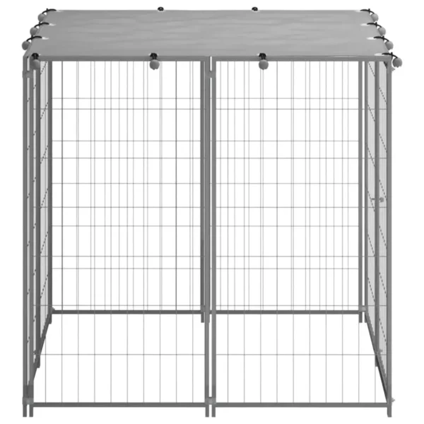 vidaXL Dog Kennel Silver 43.3"x43.3"x43.3" Steel - Image 3