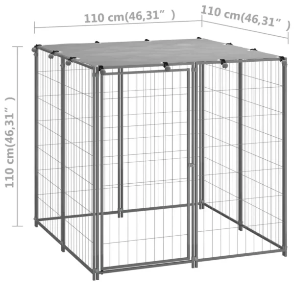 vidaXL Dog Kennel Silver 43.3"x43.3"x43.3" Steel - Image 6