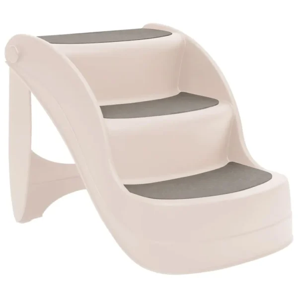 vidaXL Folding 3-Step Dog Stairs Cream 19.7"x15"x15" Plastic - Image 2