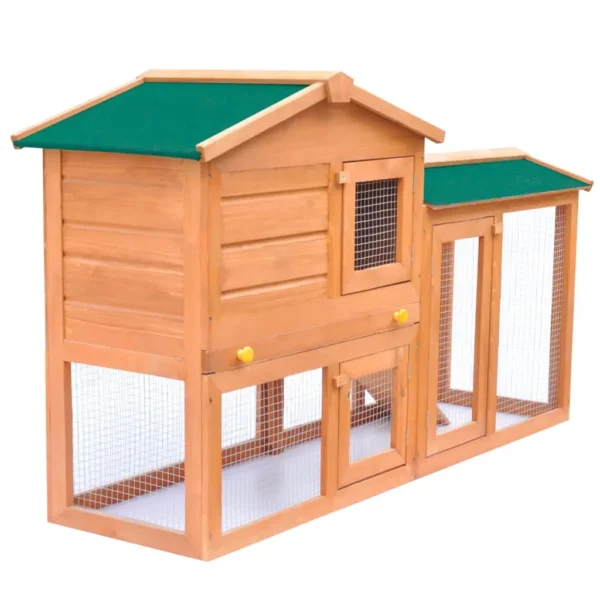 vidaXL Outdoor Large Rabbit Hutch Small Animal House Pet Cage Wood - Image 2