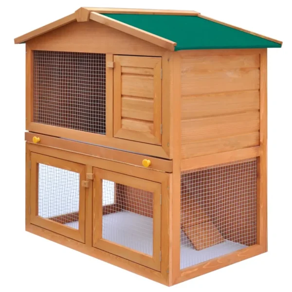 vidaXL Outdoor Rabbit Hutch Small Animal House Pet Cage 3 Doors Wood