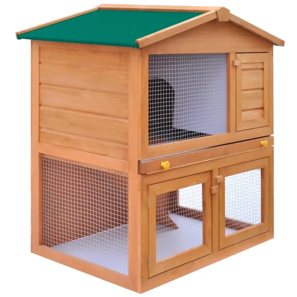 vidaXL Outdoor Rabbit Hutch Small Animal House Pet Cage 3 Doors Wood - Image 2