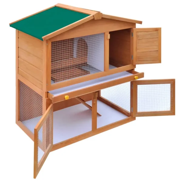 vidaXL Outdoor Rabbit Hutch Small Animal House Pet Cage 3 Doors Wood - Image 3