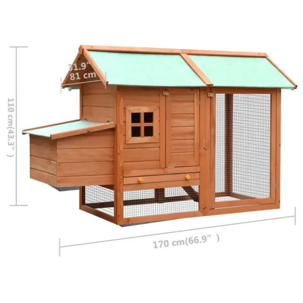 vidaXL Chicken Cage Solid Pine & Fir Wood 66.9"x31.9"x43.3" - Image 11