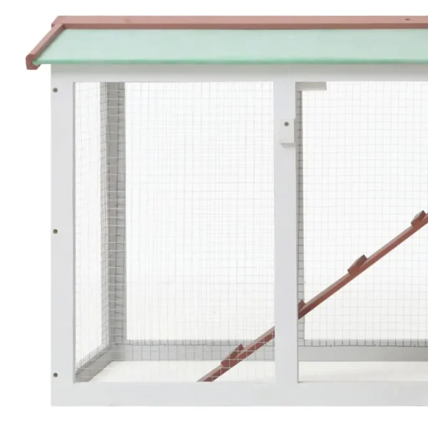 vidaXL Outdoor Large Rabbit Hutch Brown and White 57.1"x17.7"x33.1" Wood - Image 4