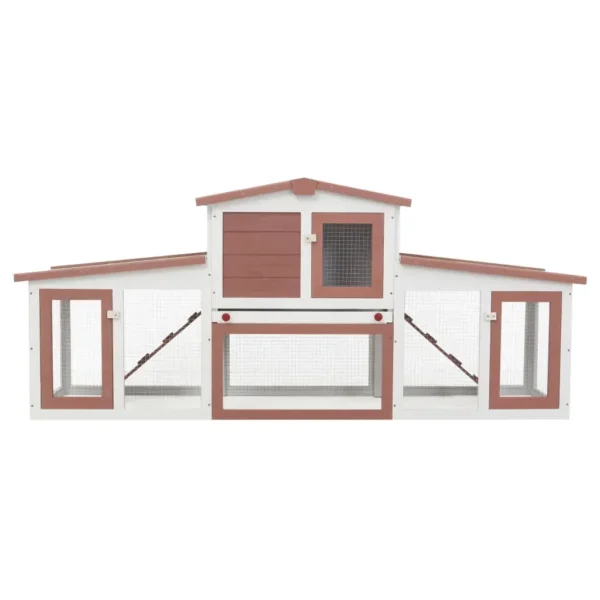 vidaXL Outdoor Large Rabbit Hutch Brown and White 80.3"x17.7"x33.5" Wood - Image 3