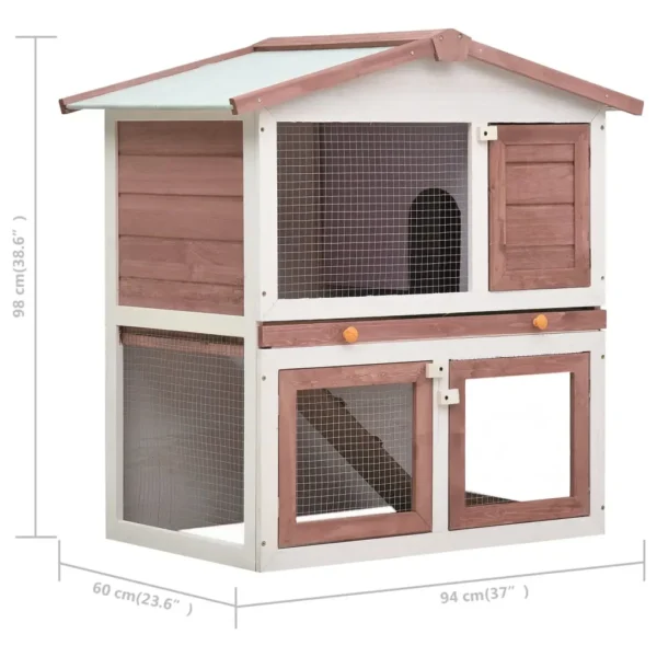 vidaXL Outdoor Rabbit Hutch 3 Doors Brown Wood - Image 7