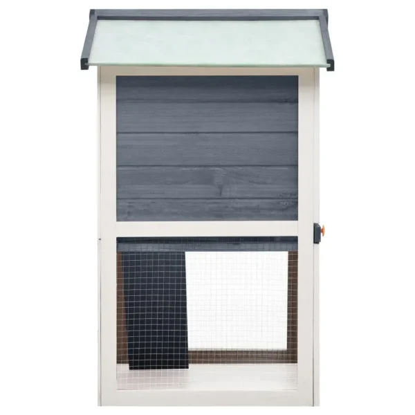 vidaXL Outdoor Rabbit Hutch 3 Doors Gray Wood - Image 4