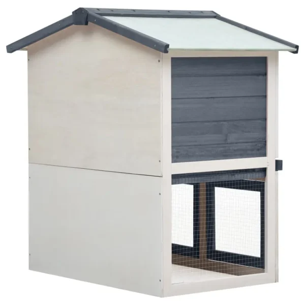 vidaXL Outdoor Rabbit Hutch 3 Doors Gray Wood - Image 5