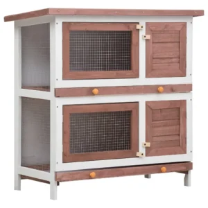 vidaXL Outdoor Rabbit Hutch 4 Doors Brown Wood