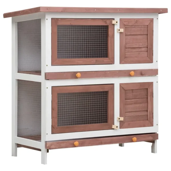 vidaXL Outdoor Rabbit Hutch 4 Doors Brown Wood