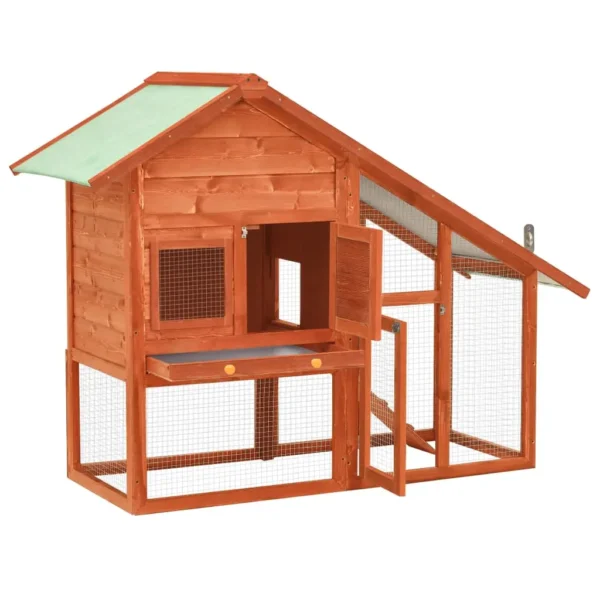 vidaXL Rabbit Hutch 55.1"x24.8"x47.2" Solid Firwood - Image 2