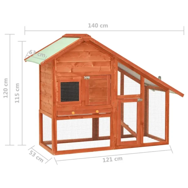 vidaXL Rabbit Hutch 55.1"x24.8"x47.2" Solid Firwood - Image 11