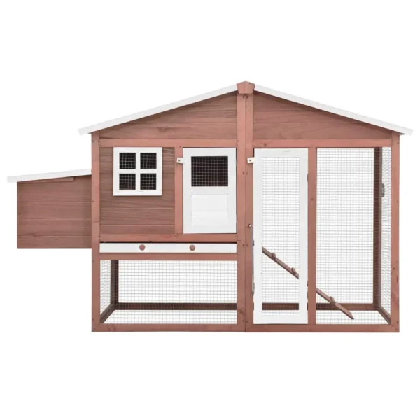 vidaXL Chicken Coop with Nest Box Mocha and White Solid Fir Wood - Image 3