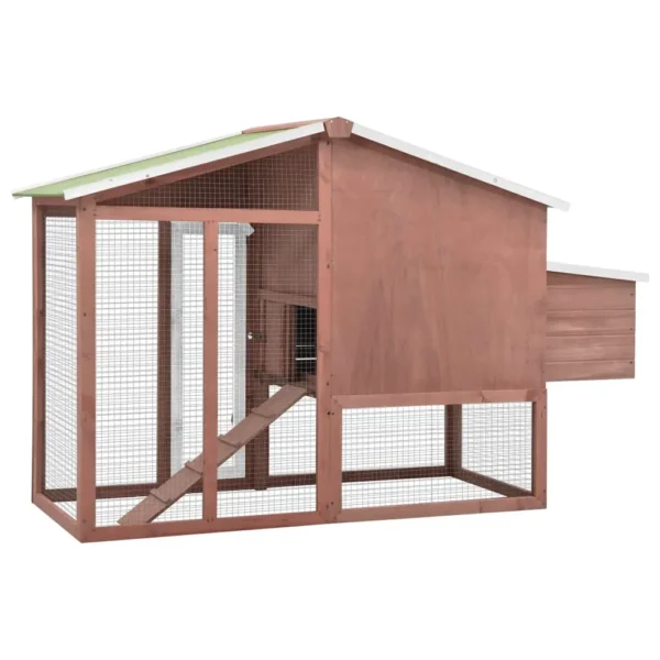 vidaXL Chicken Coop with Nest Box Mocha and White Solid Fir Wood - Image 4