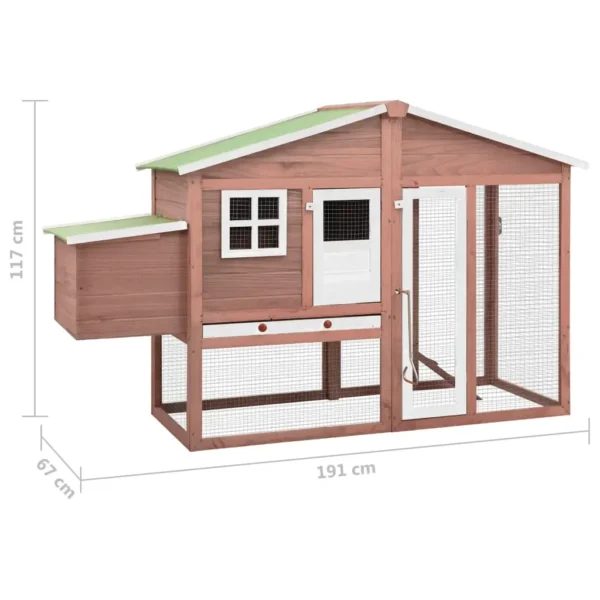 vidaXL Chicken Coop with Nest Box Mocha and White Solid Fir Wood - Image 9