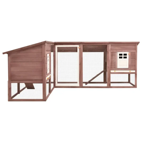 vidaXL Outdoor Rabbit Hutch with Run Mocca and White Solid Fir Wood - Image 3