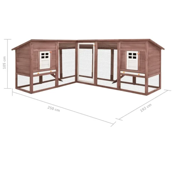 vidaXL Outdoor Rabbit Hutch with Run Mocca and White Solid Fir Wood - Image 9