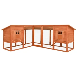 vidaXL Outdoor Rabbit Hutch with Run Brown Solid Fir Wood