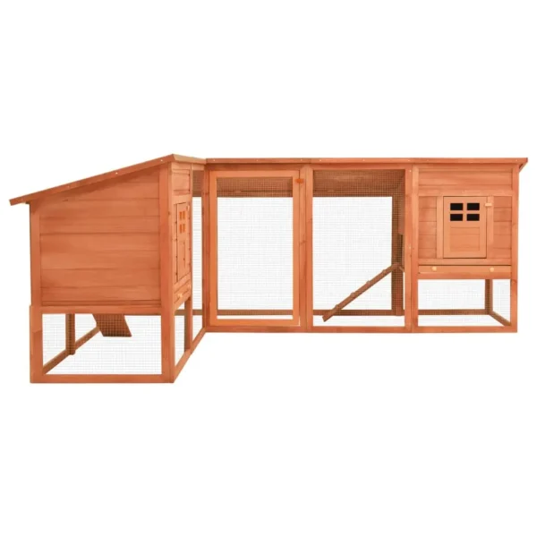 vidaXL Outdoor Rabbit Hutch with Run Brown Solid Fir Wood - Image 3