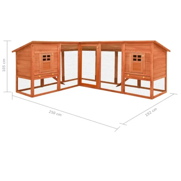 vidaXL Outdoor Rabbit Hutch with Run Brown Solid Fir Wood - Image 9