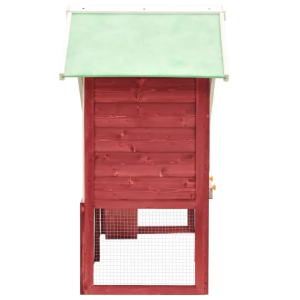 vidaXL Rabbit Hutch Red and White 55.1"x24.8"x47.2" Solid Firwood - Image 3