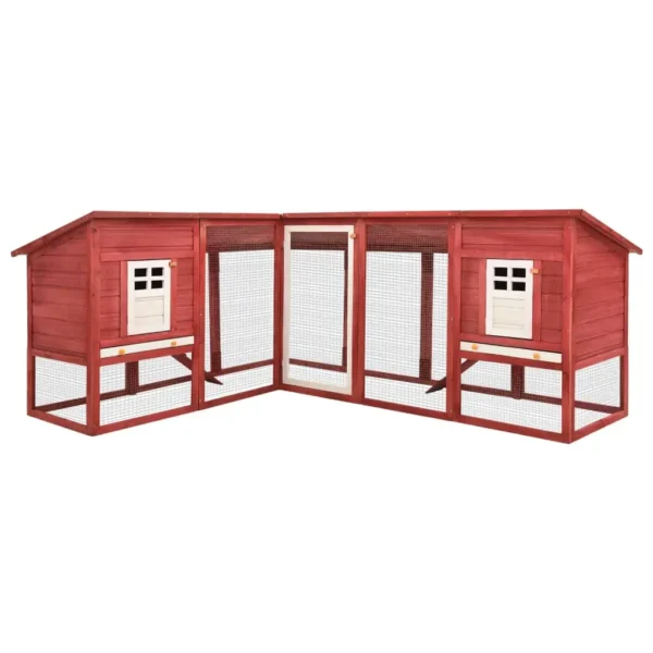 vidaXL Outdoor Rabbit Hutch with Run Red and White Solid Fir Wood