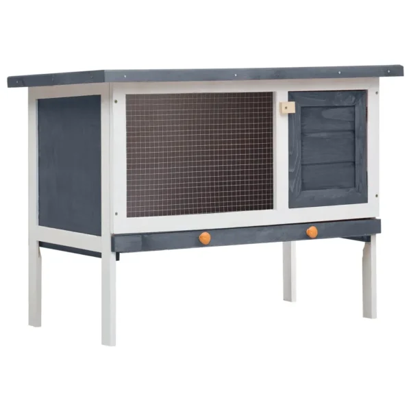 vidaXL Outdoor Rabbit Hutch 1 Layer Gray Wood