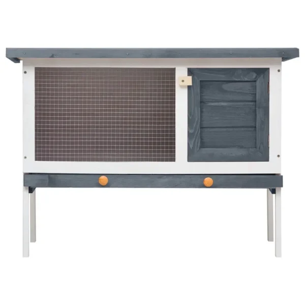 vidaXL Outdoor Rabbit Hutch 1 Layer Gray Wood - Image 3