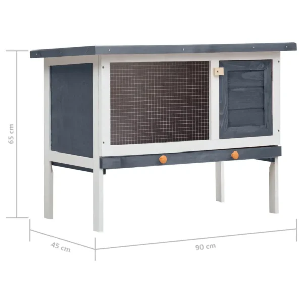 vidaXL Outdoor Rabbit Hutch 1 Layer Gray Wood - Image 7