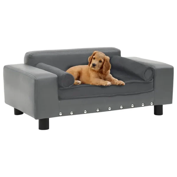 vidaXL Dog Sofa Gray 31.9"x16.9"x12.2" Plush and Faux Leather