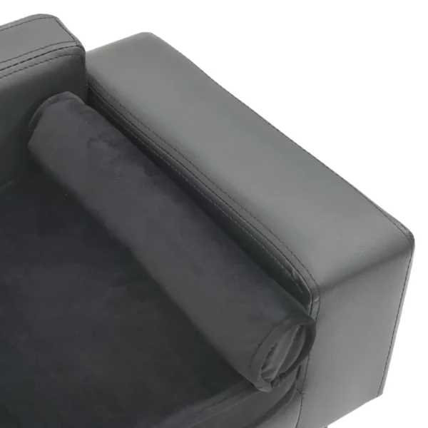 vidaXL Dog Sofa Gray 31.9"x16.9"x12.2" Plush and Faux Leather - Image 6