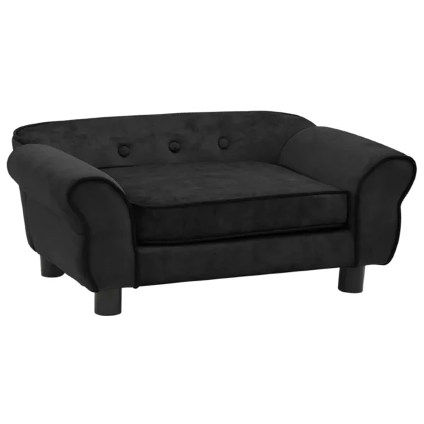 vidaXL Dog Sofa Black 28.3"x17.7"x11.8" Plush - Image 2