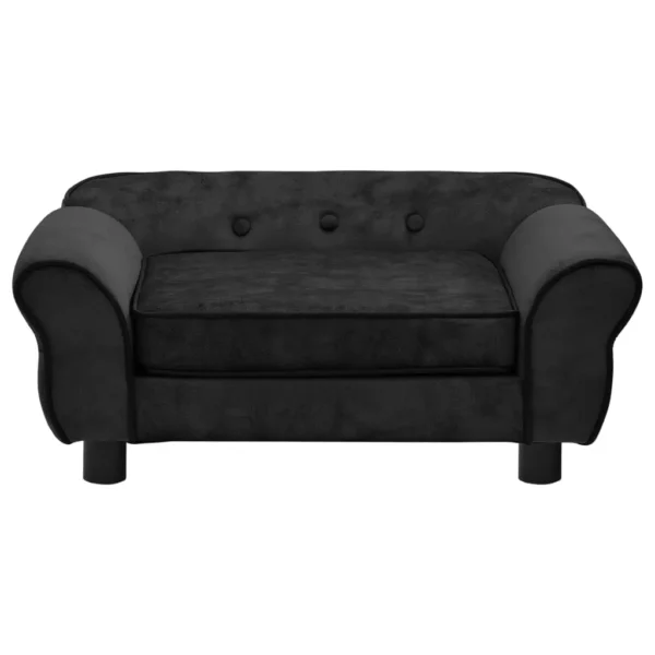 vidaXL Dog Sofa Black 28.3"x17.7"x11.8" Plush - Image 3