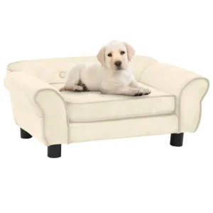 vidaXL Dog Sofa Cream 28.3"x17.7"x11.8" Plush