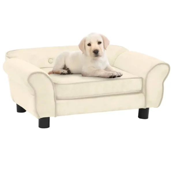 vidaXL Dog Sofa Cream 28.3"x17.7"x11.8" Plush