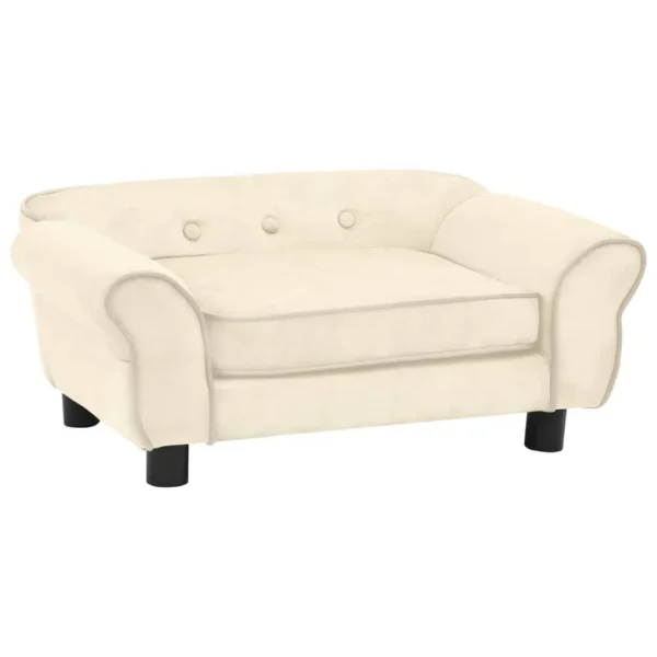 vidaXL Dog Sofa Cream 28.3"x17.7"x11.8" Plush - Image 2