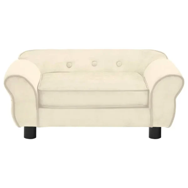 vidaXL Dog Sofa Cream 28.3"x17.7"x11.8" Plush - Image 3