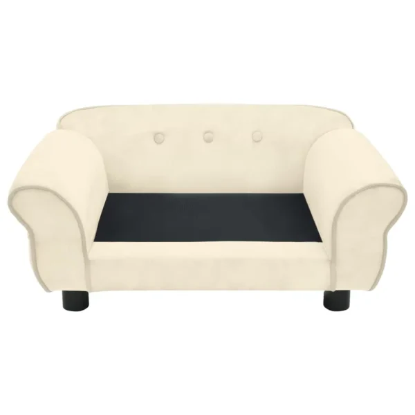 vidaXL Dog Sofa Cream 28.3"x17.7"x11.8" Plush - Image 6