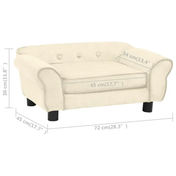 vidaXL Dog Sofa Cream 28.3"x17.7"x11.8" Plush - Image 10