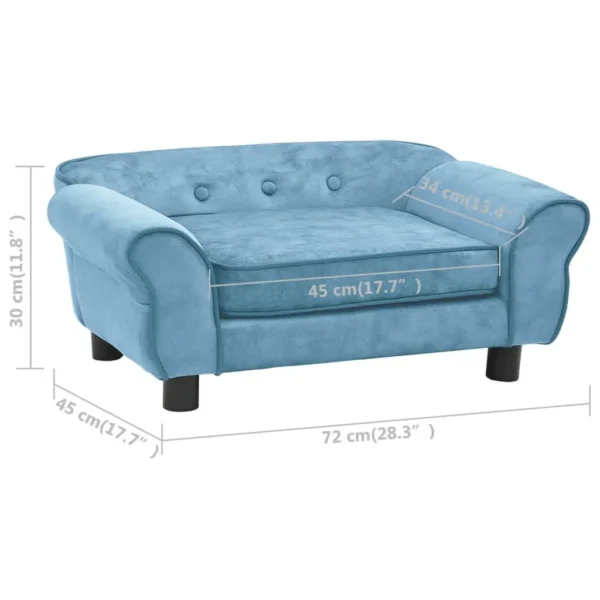 vidaXL Dog Sofa Turquoise 28.3"x17.7"x11.8" Plush - Image 10