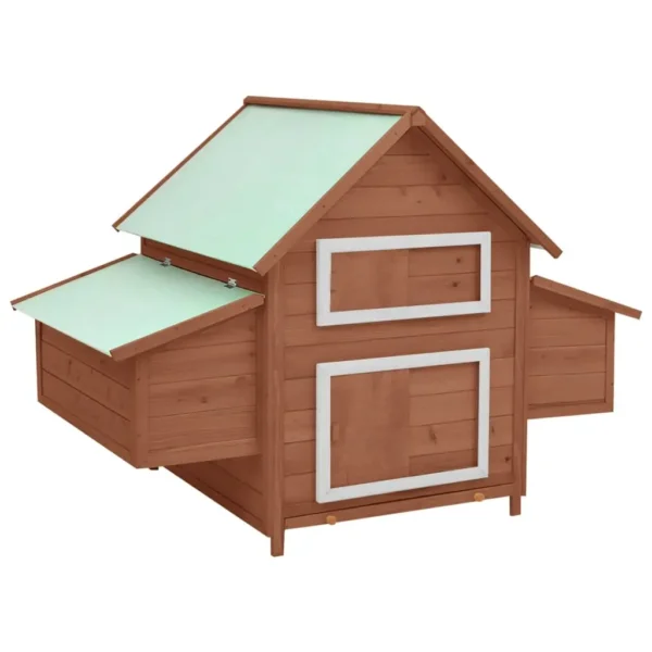 vidaXL Chicken Coop Mocha and White 59.8"x37.7"x43.3" Solid Firwood