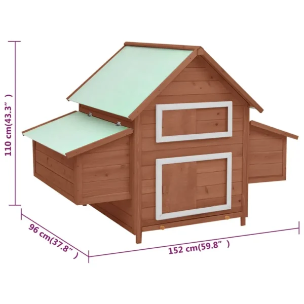 vidaXL Chicken Coop Mocha and White 59.8"x37.7"x43.3" Solid Firwood - Image 8